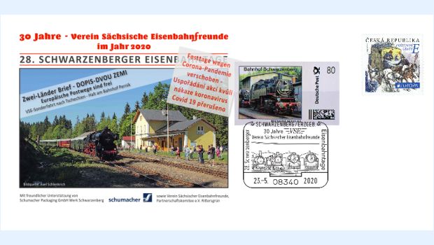 Philatelie zum Wochenende: 30 Jahre Sächsische Eisenbahnfreunde – Zwei-Länder-Brief